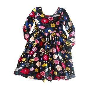 Hanna Andersson Black Floral Print Celebration Skater Dress | 120